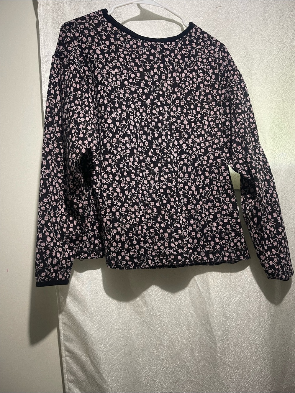 Women's Navy Floral Long-Sleeve Sweater Top - Pink Print